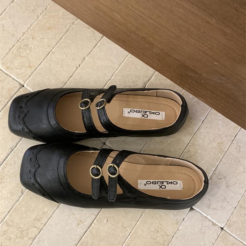 

Fashion SUOJIALUN 2025 Autumn New Brand Women Boat Shoes Fashion Round Toe Shallow Slip On Mary Jane Shoes Soft Flat Heel Dress Flat Sh 38 чёрный