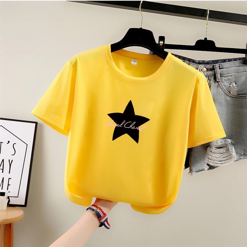 2025 Sommar Casual lös student T-shirt Dam t-shirts Harajuku grafiskt tryck Kortärmade T-shirts Dam Y2k Toppar