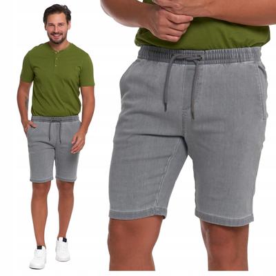 Men's Knitted Shorts With Pockets Summer Effect Jeans Shorts MORAJ 3XL GREY