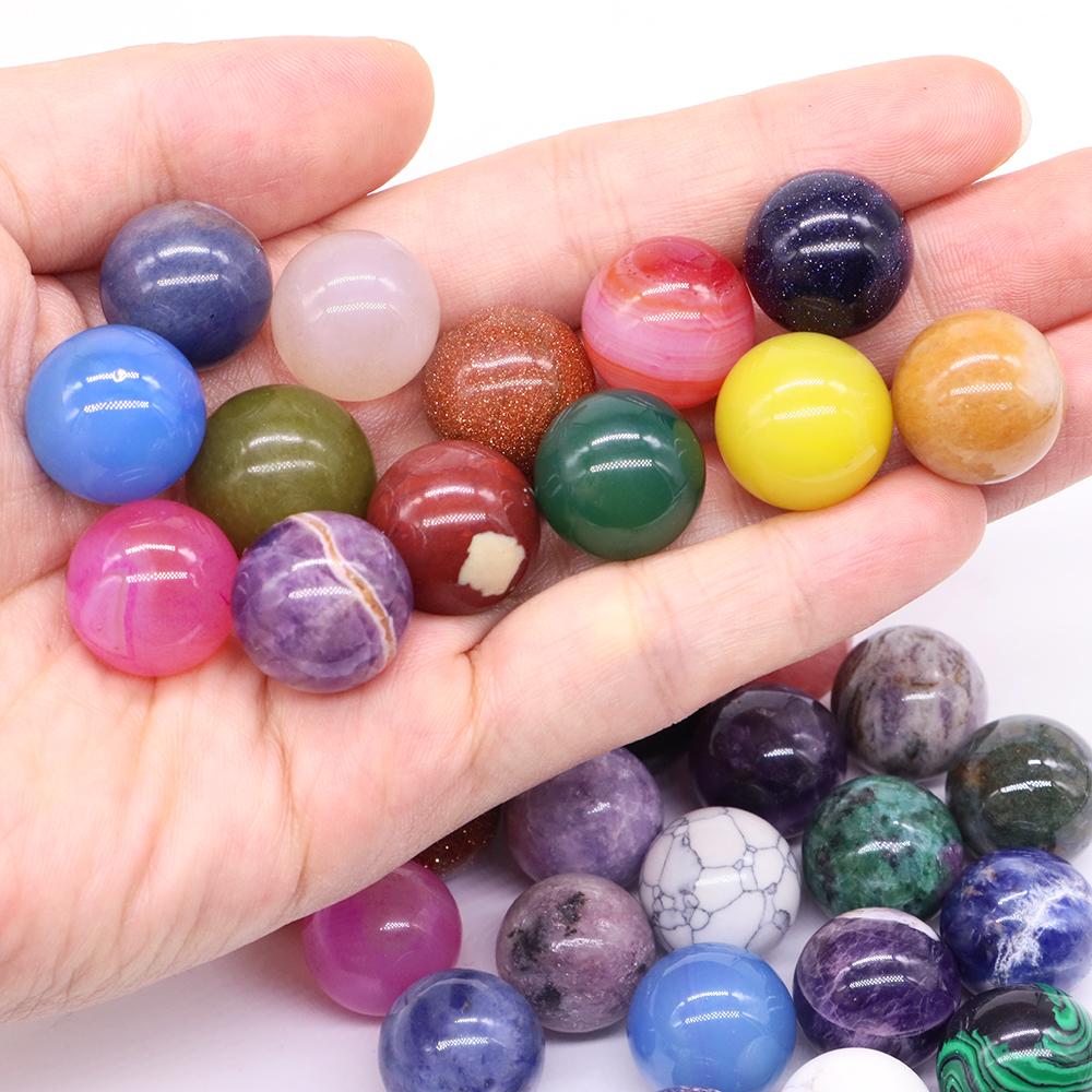 

Мини бусины из натурального камня 16 мм, круглые бусины из кристалла, исцеление Рейки, кварц, аметист, агат, минеральный образец, глобус, чакра, оптом 5 PCS