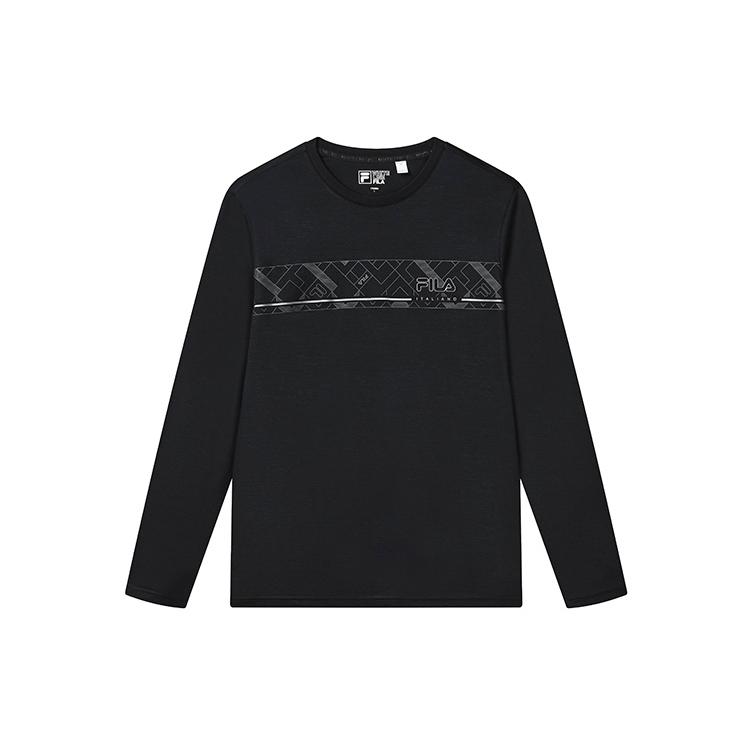 FILA T Shirts Men s Jet Black Crew Neck Moderate Straight Fit F11M317205FBK M