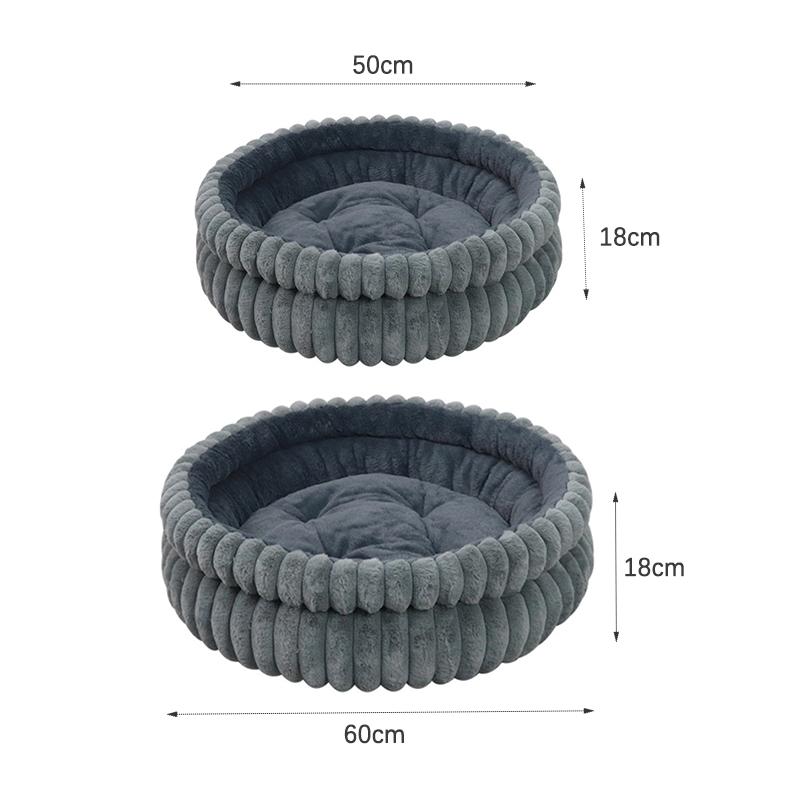 50/60cm Thickened Warm Large Oval Cat Bed Comfortable Detachable Washable Plush Cushion Sleeping Pet Nest Puppy Accessories