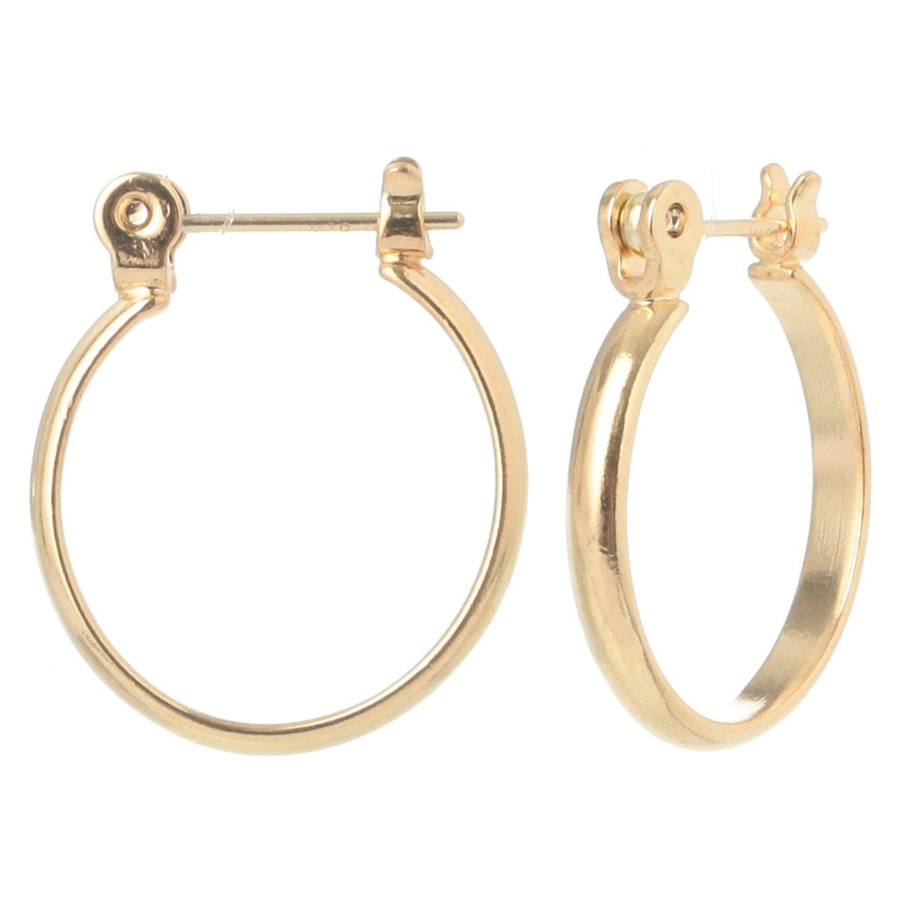 

HRYS in Japan 18K 18K K18 Metal Hypoallergenic Ring Design Crossing Hoop Earrings 3679 [HILLS] [Made Post] (14mm, Gold) золотий