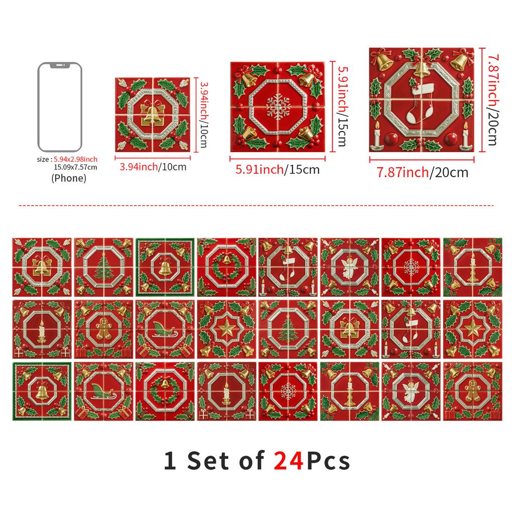 Christmas Tile Decoration Stickers Kitchen Oil-Proof Stickers Bathroom Bedroom Renovation Wall Stickers European Style Self-Adhesive Wall Paper