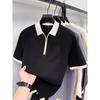 Men's Off-White Cable Knit Half-Zip Short Sleeve Polo Shirt