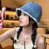 Fashion Vintage Bucket Hat for Women Solid Color Foldable Washed Cotton Wide Brim Sunshade Panama Cap Girls Casual Outdoor Hat