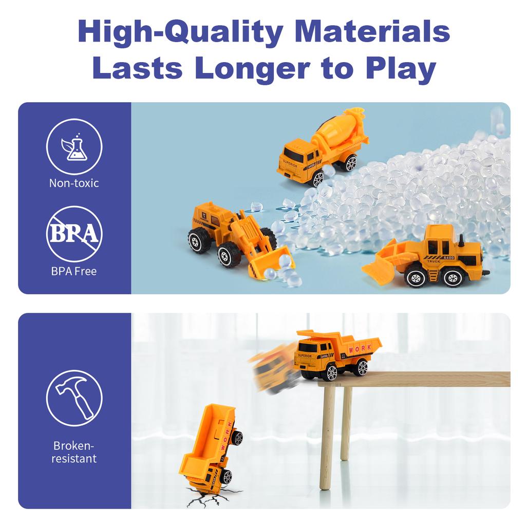 6pcs/set Sliding Engineering Car 1:64 Mini Alloy Toys Car Excavator Crane Bulldozer Construction Model Cars for Boy Kids Gifts