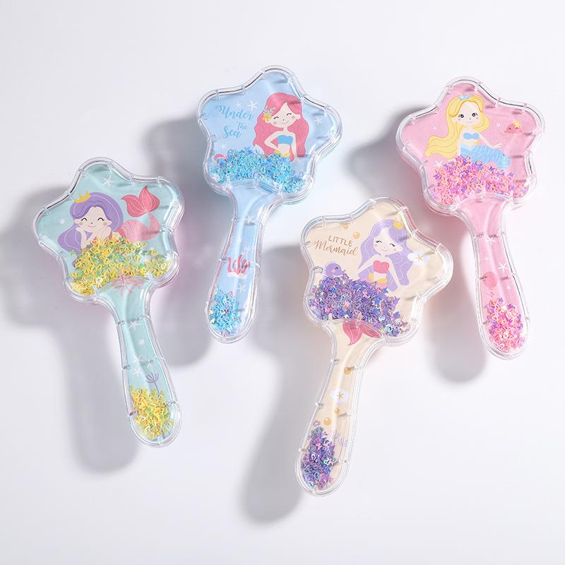 

2023 Новая мультяшная расческа с блестками и пеной, массажная расческа для волос для косметической укладки