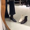 Temperament Low Heel Soft Sole Fashion Boots Rear Zipper Thick Heel Small Square Head Thin Short Boots