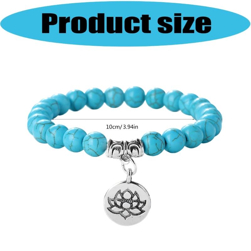 Stylish Adjustable Elastic Buddhas Bead Bracelet with Lotuses Charm Stretch Wristchain Accessories For Women Men