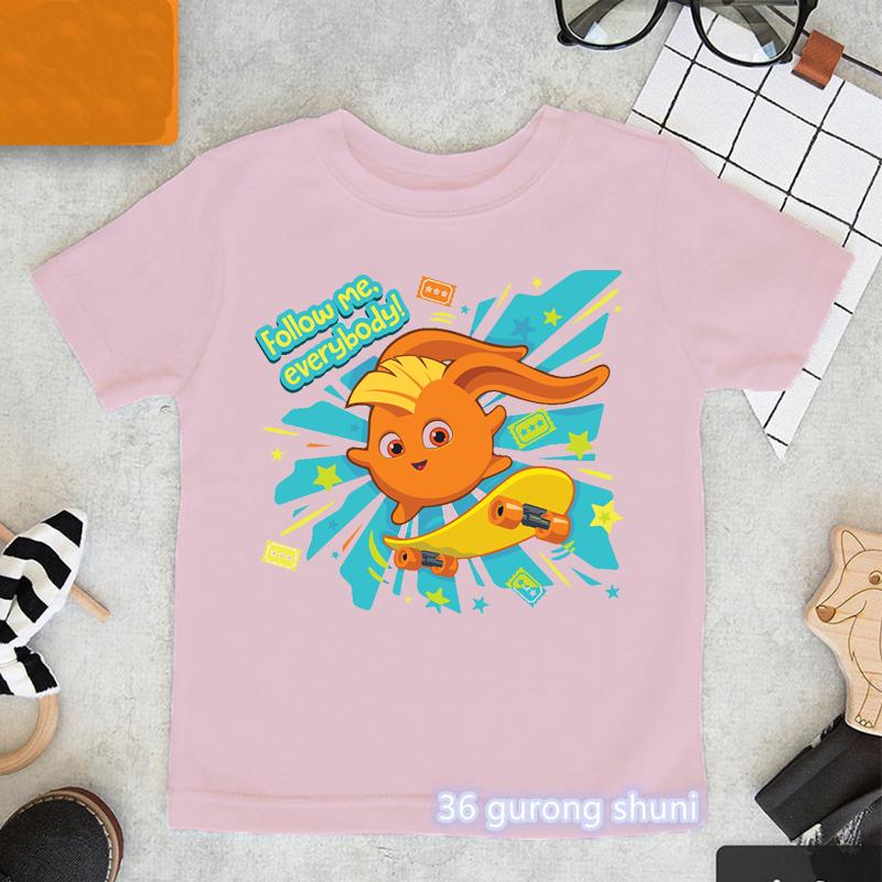 Kawaii Girls TShirts Cartoon Sunny Bunnies Graphic Print Baby Girls Clothes Fashion Aesthetic Children Tshirts Pink Shirt Tops