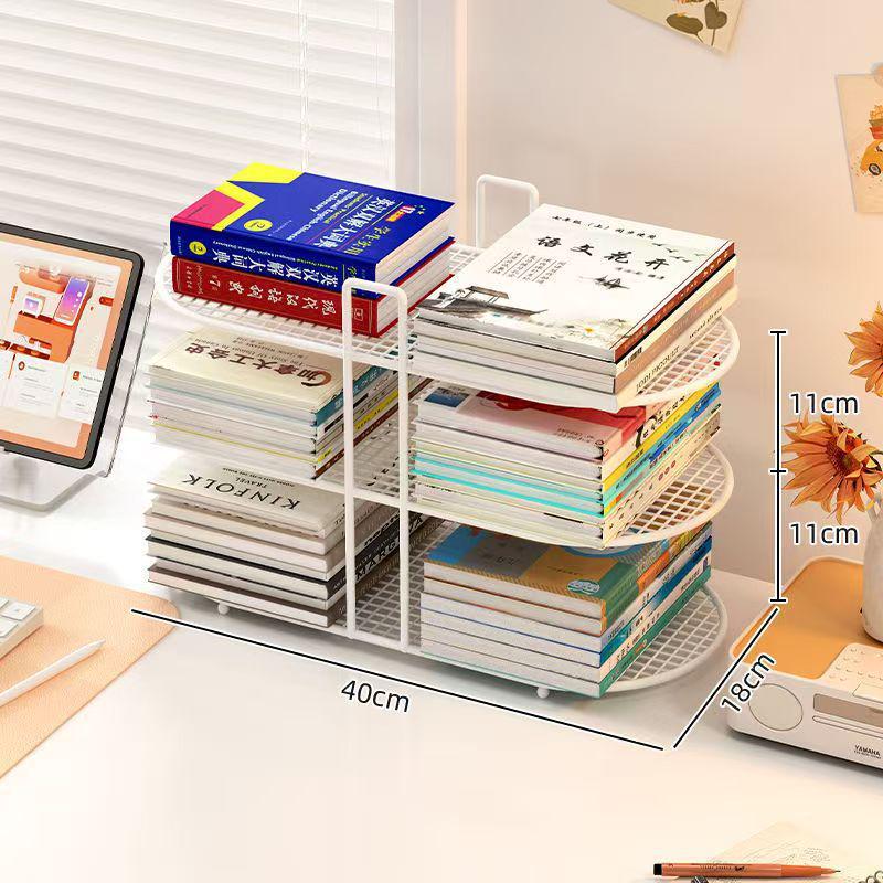Simple Iron Art Desktop Bookshelf - Office & Student Organizer for Books & Magazines