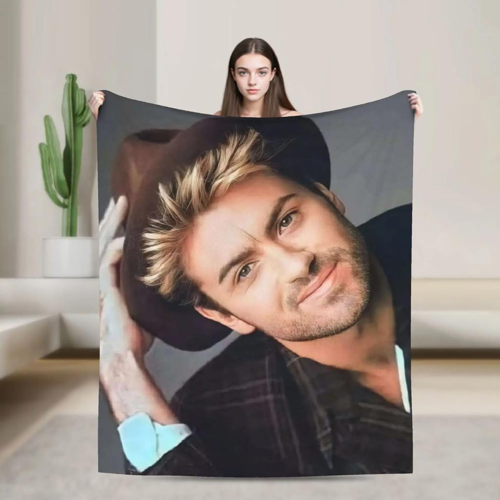 George Michael Decke Qualität Warm Weich Überwurfdecke für den Winter Heimdekoration Tagesdecke für Studenten Lustiges Design Gemütlicher Komfort