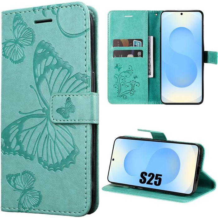 Coque de protection - BOOLING - Samsung Galaxy S25 - Antichoc - Cuir Synthétique - Motif Papillon