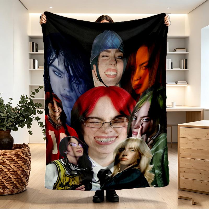 Billie Eilish Print Blanket - Soft & Comfortable, for Bedroom, Travel, Sofa, Home Decoration - Birthday Christmas Gift for Friend