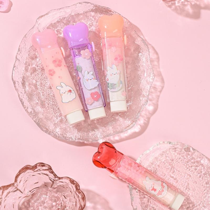 4pcs Retractable Pencil Erasers, BoYoYo Rabbit & Flower series Sliding Type, for Correcting Back to School Student Kids