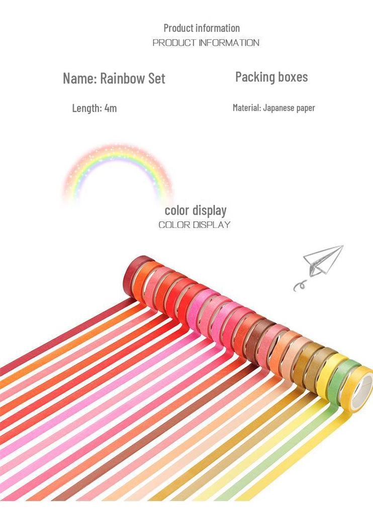 60 Solid Color Rainbow Washi Tape Set for Journaling & Decoration
