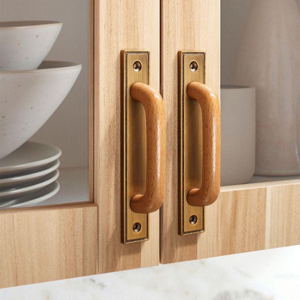 Bronze Colour Solid Wood Cabinet Handle Decorative Cabinet Pull Retro Pull Handle Wardrobe