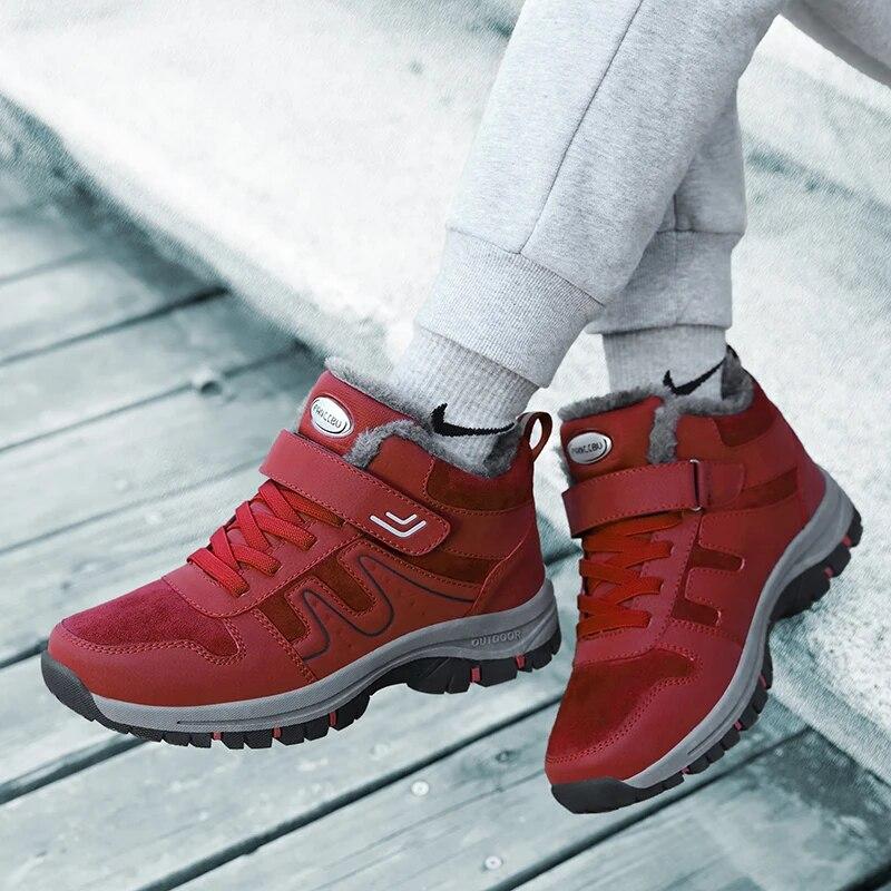 Warm Men Winter Boots Outdoor Plush Warm Ankle Boots Lightweight Couple Walking Shoes Women Waterproof Snow Boots Winter Cotton Shoes
