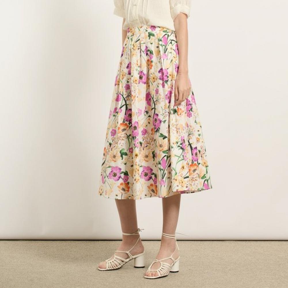 

Bcbg Floral Pleated Skirt B5m5s235 ivory (13)/77