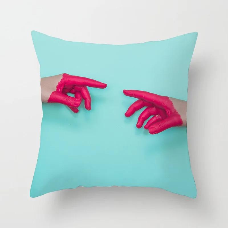 Pink Tropical Leaf Pillowcase Office Living Room Home Pillowcase Car Ornaments