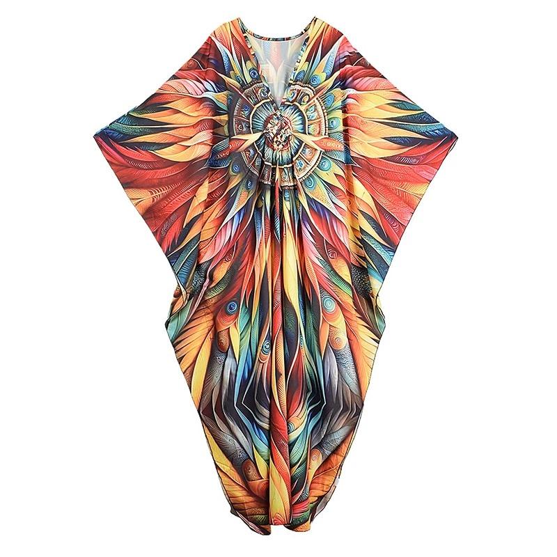 

XITAO Contrast Color V-neck Vintage Dress GJ1200 One Size жёлтый