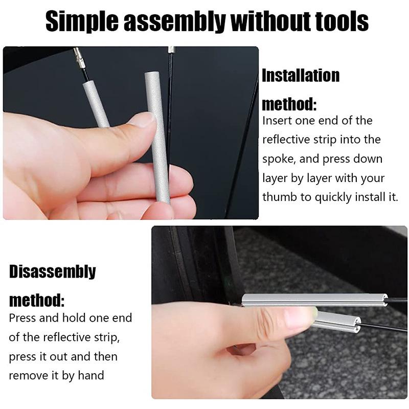 36PCS Bicycle Spoke Reflector Set with Luminous Wheel Stickers for Night Riding