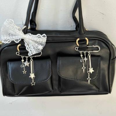 1Pc Starlight Pin Ins Korean Style Blogger Girlfriend Couple Metallic Style Y2K Silver Love Keychain Bag Pendant