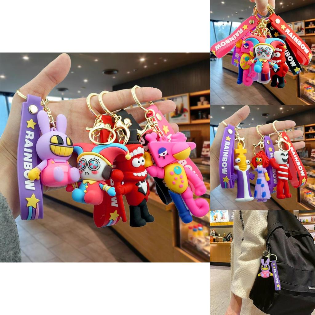 Klíčenka Magický Digitální Cirkus Barevný Kreslený Gumový Přívěsek na Tašku Roztomilé Doplňky