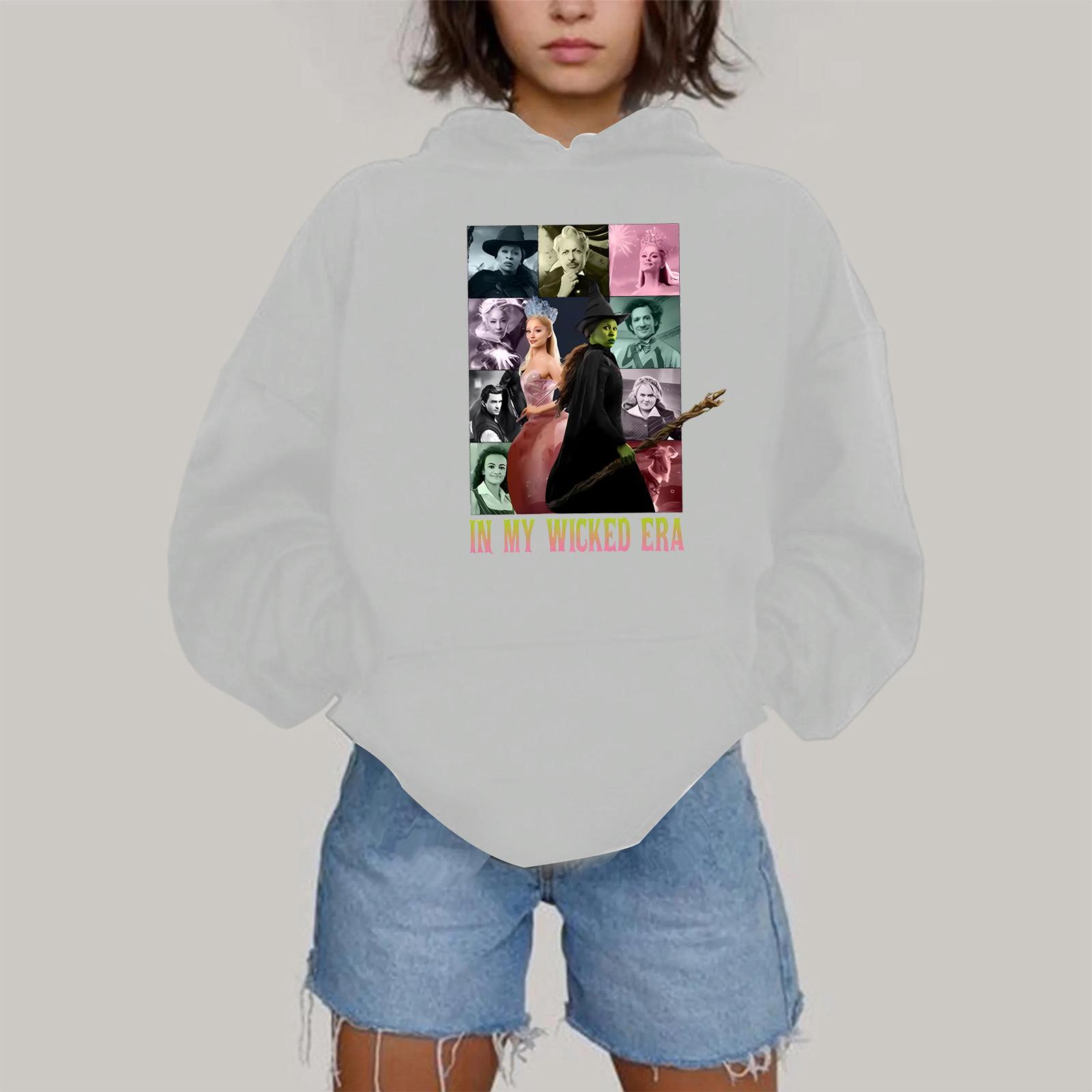 

Женская модная повседневная толстовка с капюшоном, длинным рукавом и принтом XXL белый