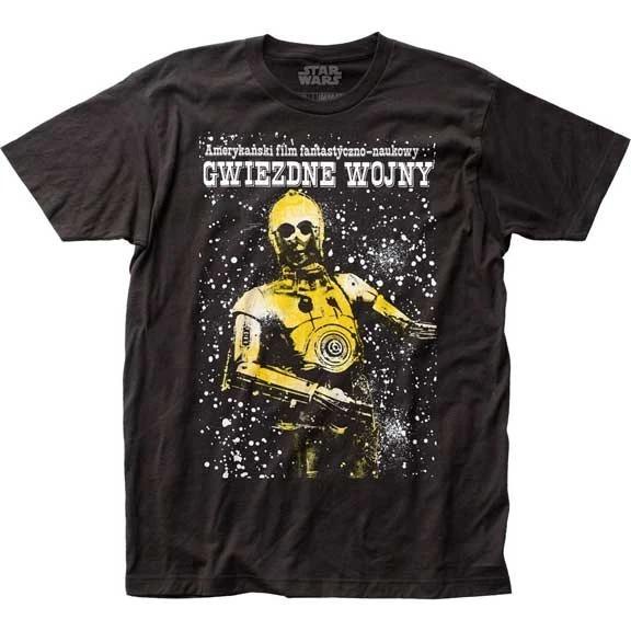 Men s Star Wars Polish Poster T-Shirt C-3PO Black - New XL