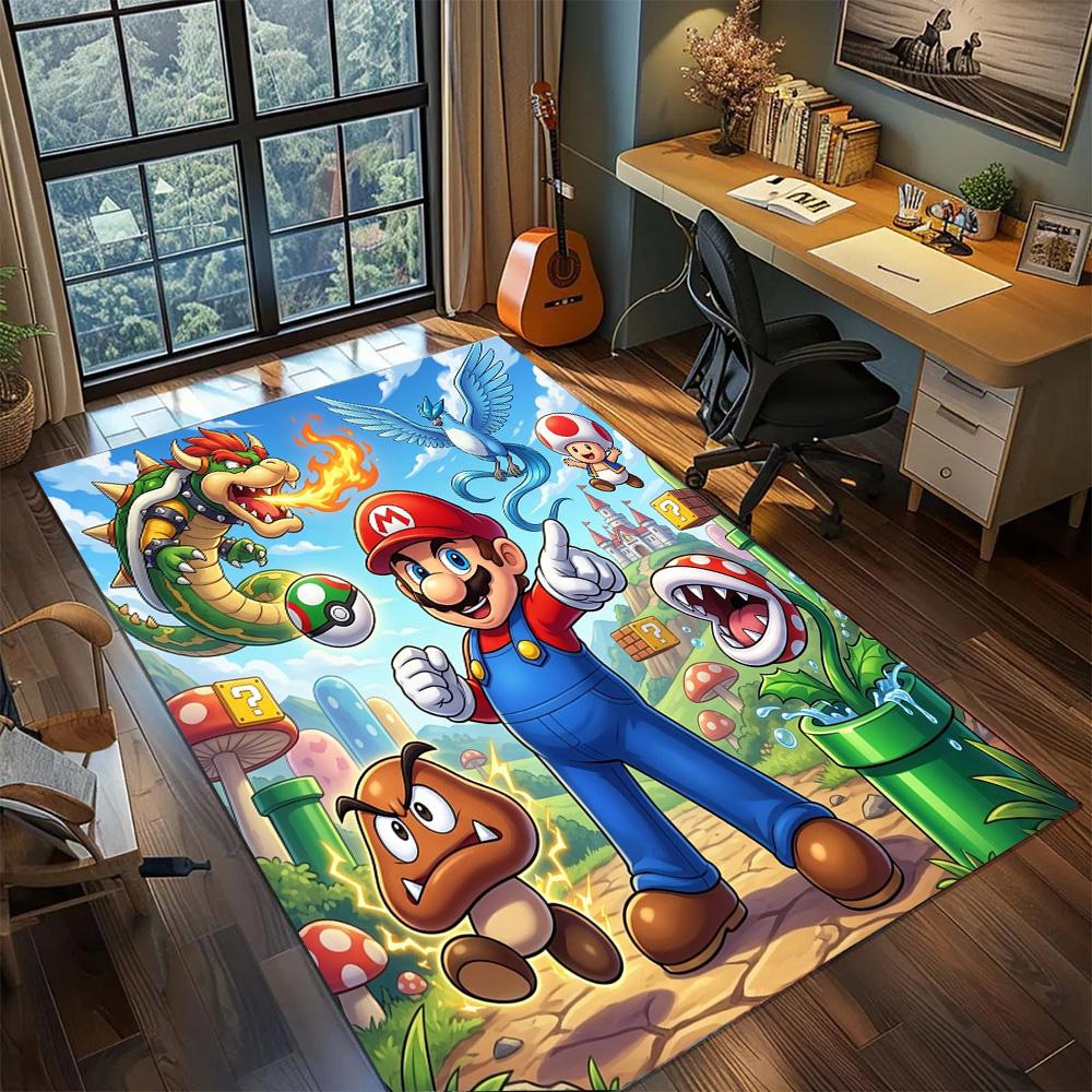 

Super Mario Floor Mat Large Area Washable Rug Carpet Non Slip Home Decor Bedroom Gamer Room.-TING 60x90cm