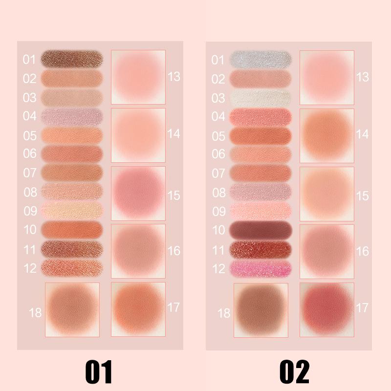 BSIMONE 18-Color Earth Tone Eyeshadow & Blush Palette - Matte, Pearlescent & Glitter Finish, Portable & Multi-color.