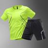Men's Quick-Dry Ice Silk Sportswear Set - Short Sleeve T-Shirt & Shorts for Running, Summer Fitness, and Football Training.