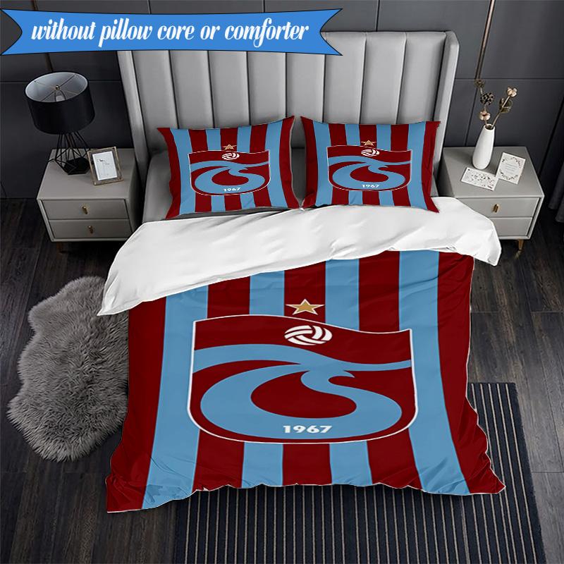 3PCS Trabzonspor Crest Emblem Bedding Set 2D Printing (Includes 1 Duvet Cover + 2 Pillowcases Coreless), Bedroom decor,Fan gift