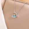 Fashion Simple 925 Sterling Silver Personality Blue Crystal Moon Cat Sweet Necklaces  XL041