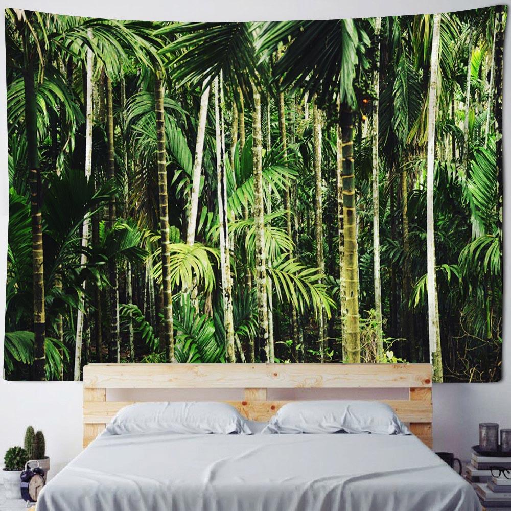 Green Jungle Tapestry Hippie Bohemian Home Decoration Wall Hanging Cloth Living Room Bedroom Mural, Background Poster