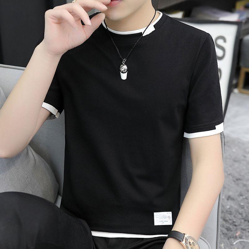 

Футболка с коротким рукавом, мужская летняя футболка из чистого хлопка, мужская свободная и дышащая, с коротким рукавом, с круглым вырезом, мужская одежда XL