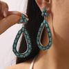 New Retro Bohemian Geometric Inlaid Turquoise Pendant Ethnic Style Versatile Earrings For Women Trendy Fashion Jewelry