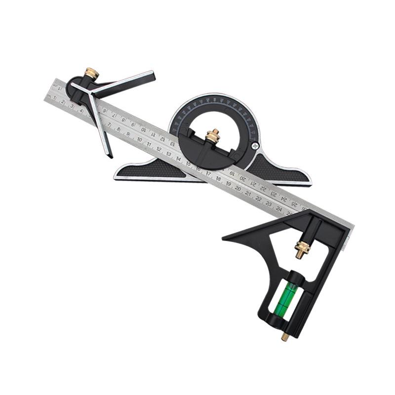Aluminum Alloy Multifunctional Combination Square Ruler - 600mm Length, 300mm Movable Right Angle Ruler, Woodworking Angle Tool.