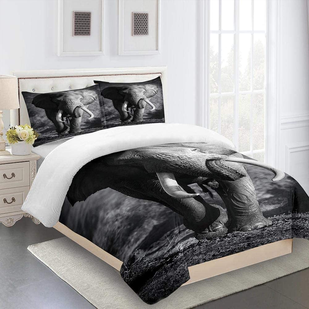 Çift Kişilik Yatan Moda 3D Hayvan Fil Desenli Tek Kişilik Yatak Örtüsü Seti Erkek Çocuklar İçin Sevimli Yavru Kedi Polyester King Yorgan Kılıfı