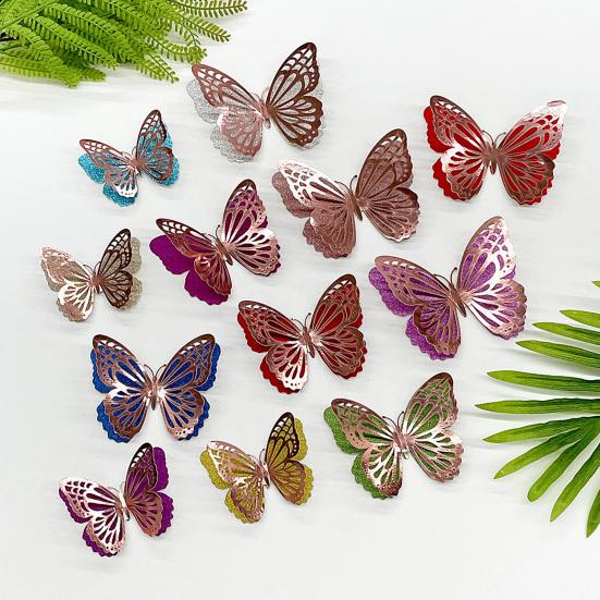 6Pcs Self Adhesive Butterfly Wall Sticker Waterproof PVC Wall Decals Double Layer DIY Wall Art Stickers for Living Room Bedroom Bathroom