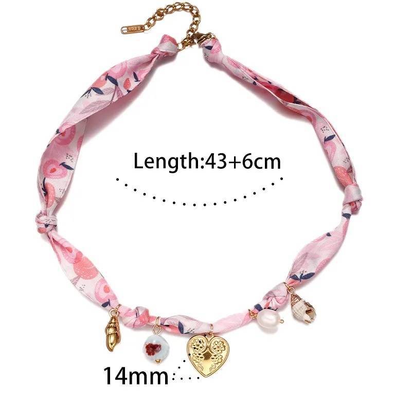 

Sun Love Color Ribbon Necklace Dly Conch Fruit Pendant Necklace Collarbone Chain Electroplating 18K