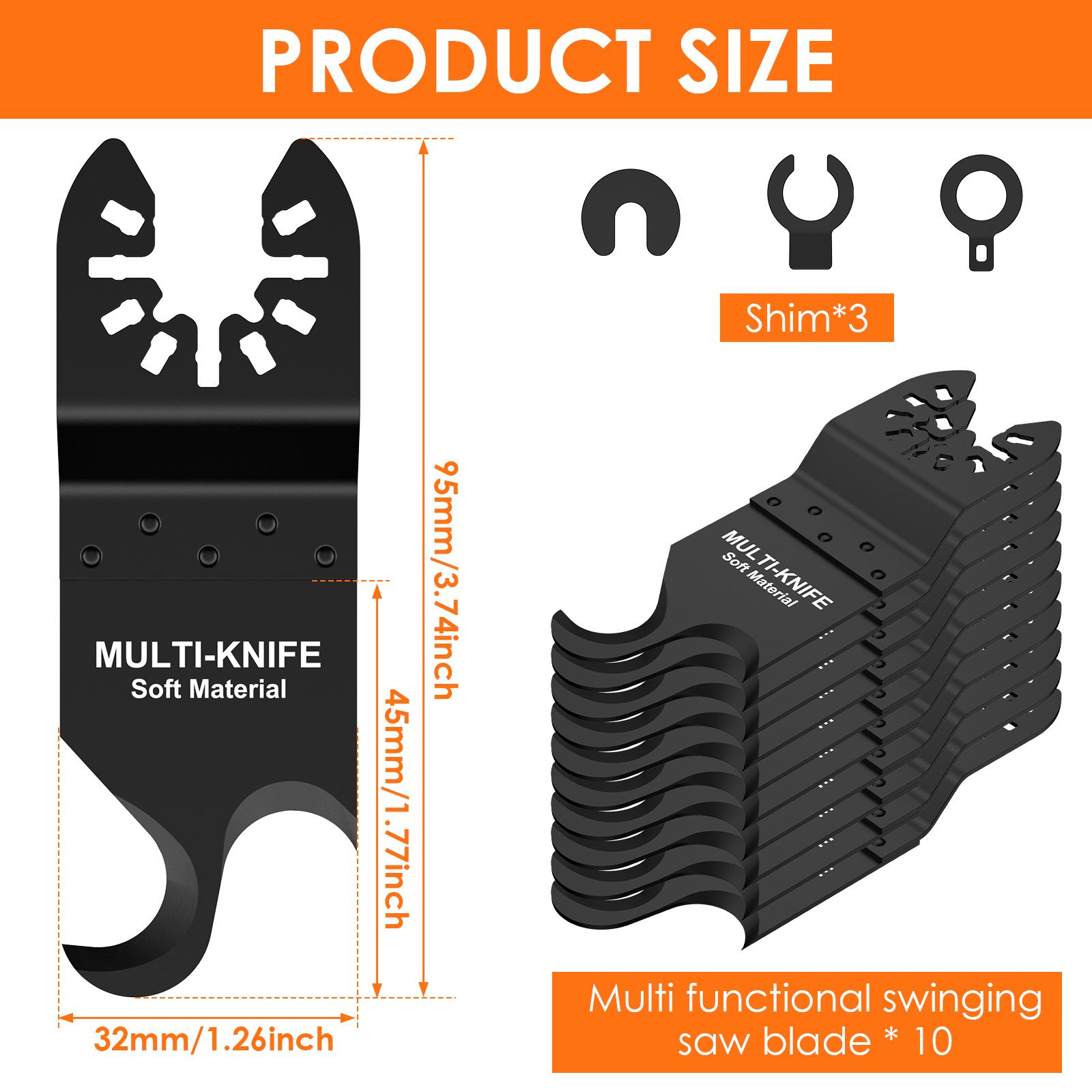 

10pcs Oscillating Multi Tool Hook Knife Blade Multitool Saw Blades for Cutting Soft Materials Roofing Shingles PVC Floor Carpet Multipurpose Cutting