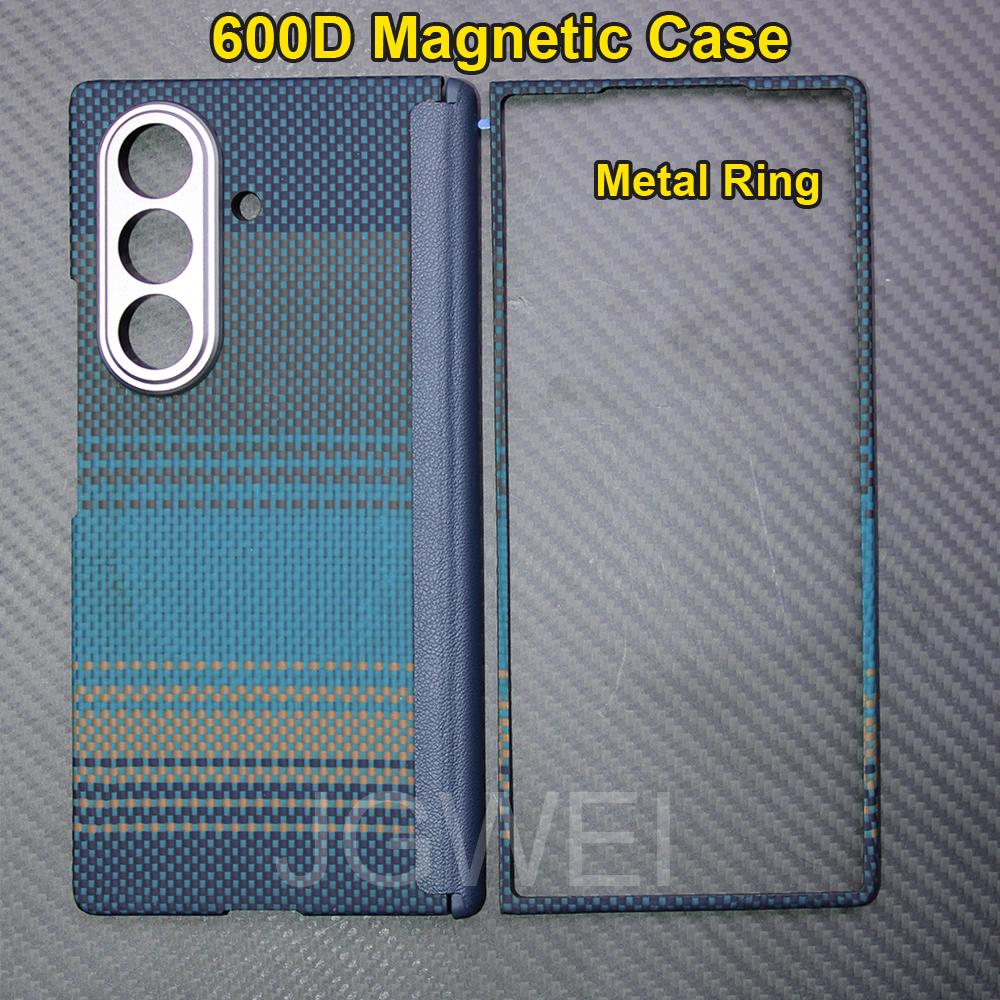 For Samsung Galaxy Z Fold 7 Carbon Case 600d Kevlar Aramid Fiber Fabric Ultra Thin Hard Cover Magnetic balckSlimlightred Premium
