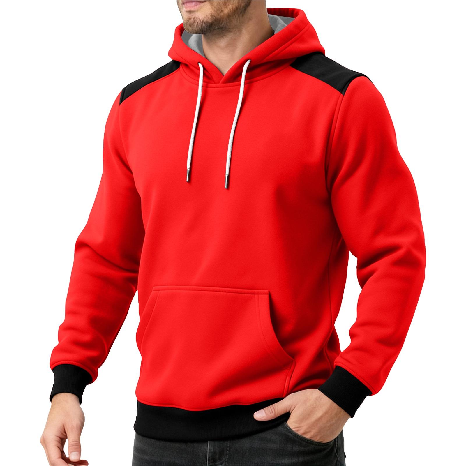 Мужская толстовка худи в стиле колор-блок мужская спортивная толстовка большого размера в повседневном стиле XL красный 2070₽
