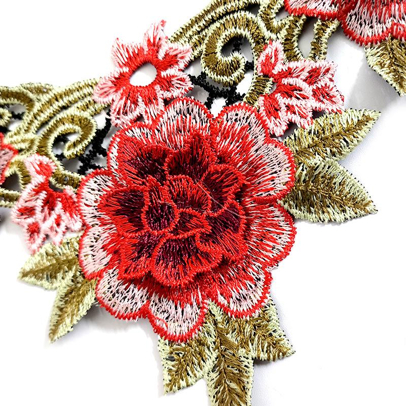 Color heavy industry yarn-dyed lace collar ethnic style embroidery chest collar lace hollow embroidery false collar applique