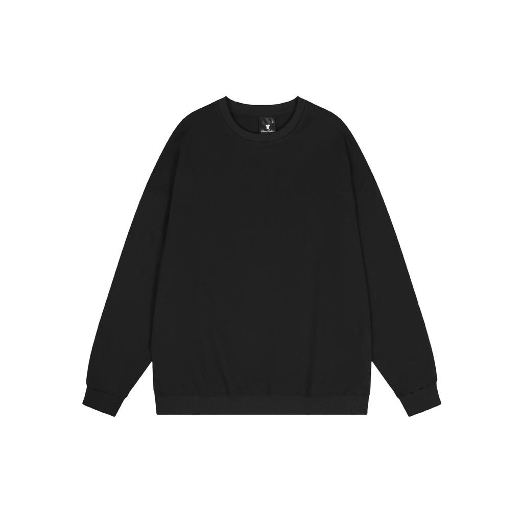 Basic Solid Color Fashionable Crew Neck Twill Sweatshirt Luxurious Relaxed-fit Versatile Unisex Long Sleeve Basic Streetwear Sweatshirt