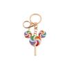Cute Patchwork Rainbow Candy Rhinestone Lollipop Bag Keychain Creative Sweet Backpack Pendant Car Ornament Party Gift