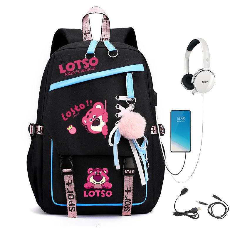 Sweet Strawberry Bear Children'S Backpack Lightweight Ridge Protection Large Capacity Primary And Secondary School Student Burden Reduction School Bag